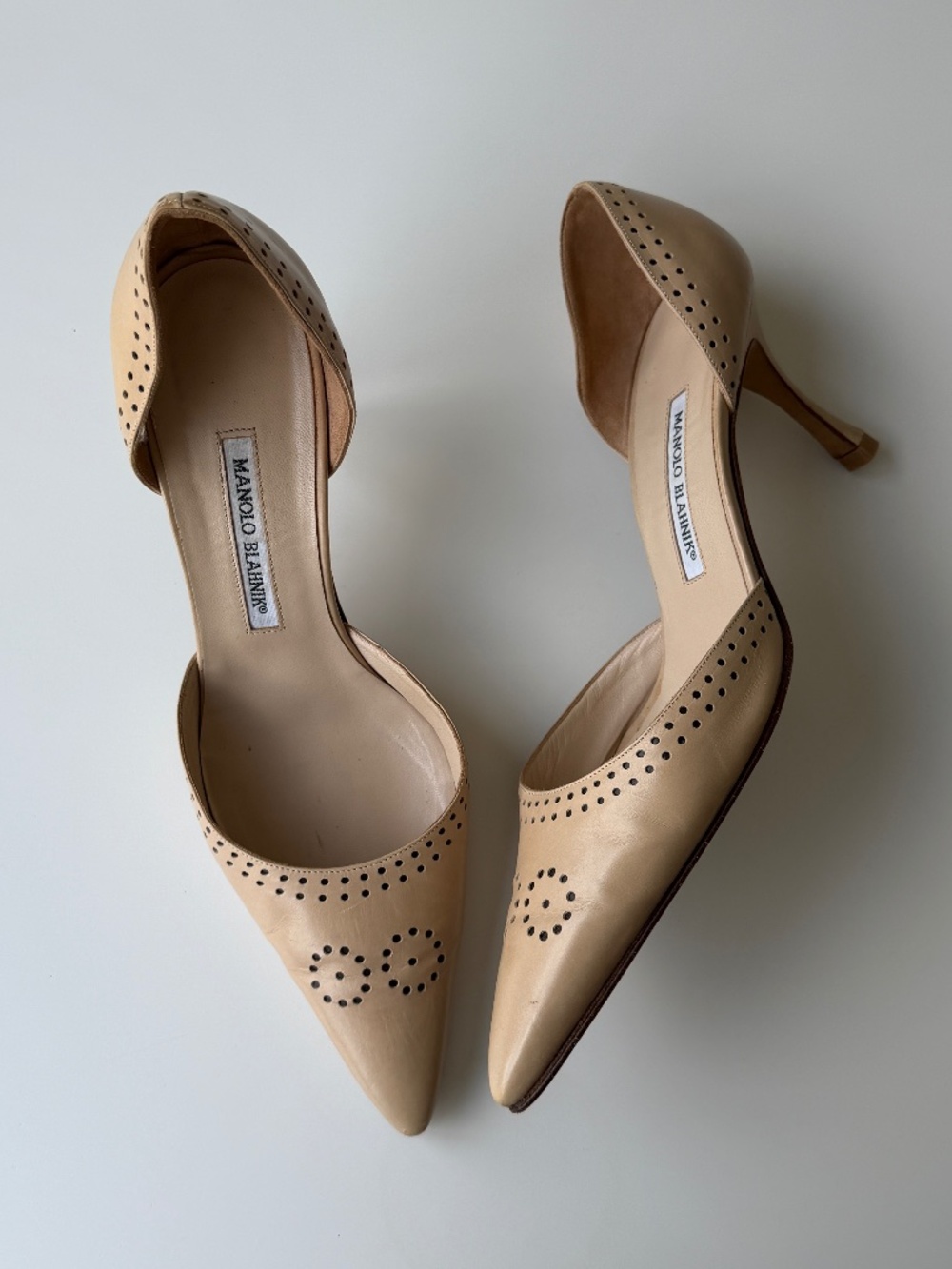 Manolo Blahnik vintage cream leather pumps, IT 40, fit US 10